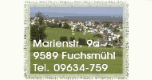 Ferienwohnung Höcht im Grünen  Marienstraße 9a  95689 Fuchsmühl